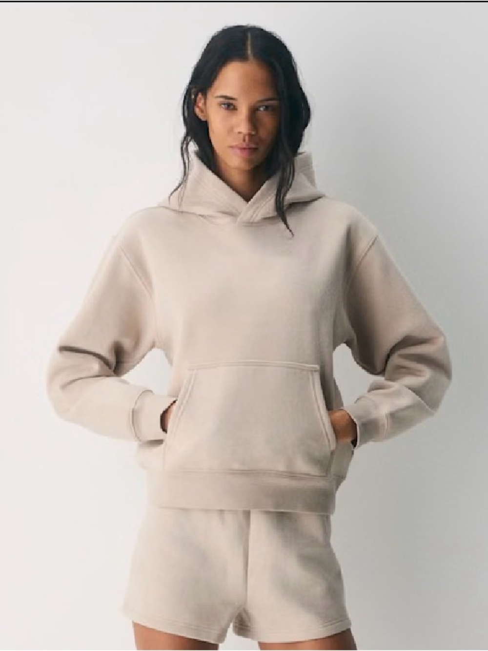Aritzia TNA  sweatfleece hoodie in beige
